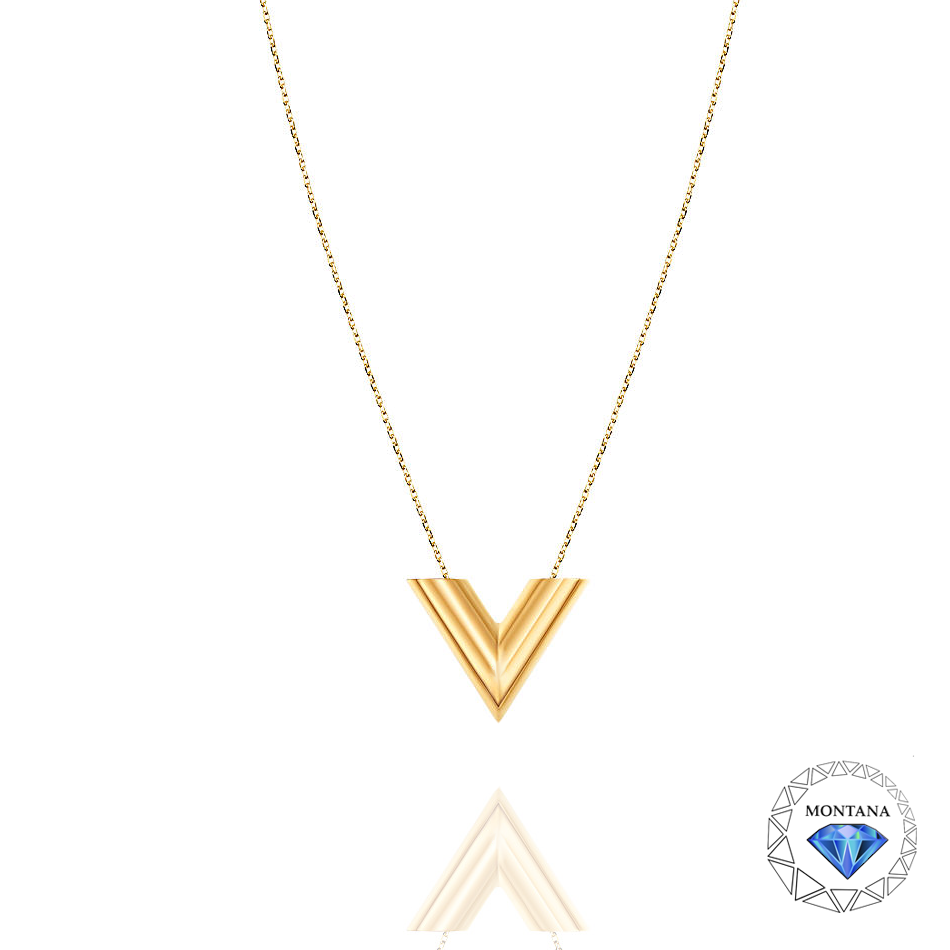 LOUIS VUITTON Louis Vuitton essential V necklace M68156 metal rhinestone  pink gold silver pendant | eLADY Globazone