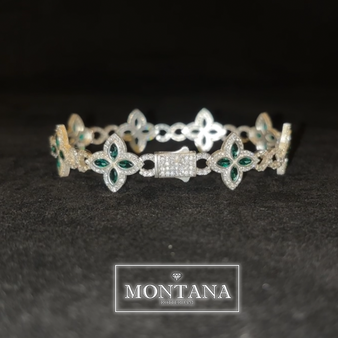 Infinity Bracelet Green Clover - Silver 925